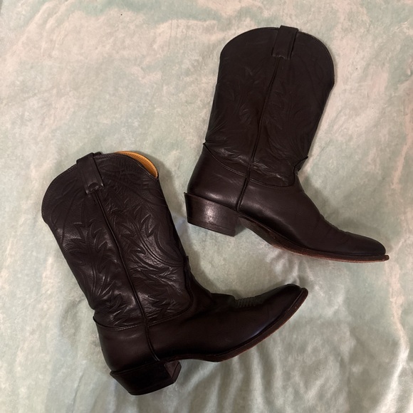 Vintage Western Black Leather Heeled Boots - Picture 3 of 8